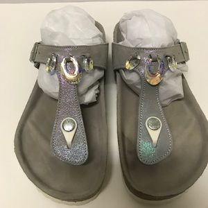 Birkenstock Gray Shimmer With Crystal Charms EU 37